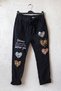 Italian Black Pocketed Heart Appliqué Elastic and Tie-Waist Casual Woven Trousers 100 60 - 2