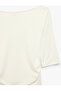 Cotton Slim Fit Draped Round Boat Neck Elbow Length T-Shirt - 3