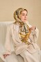 Twill Silk Scarf Art Pattern Cream 90X90 - 2