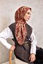 وشاح ناعم من القطن والبوليستر بنمط زهرة الزنبق مضاد للانزلاق مقاس 90x90 - 3
