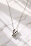 Silver Color Embossed Steel Letter''K'' Flat Chain Necklace - 2