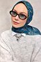 Cotton Polyester Soft Scarf Blue Floral Pattern Non-Slip Textured 90X90 - 3