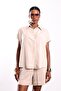 Beige Tencel Shirt Shorts Set 05311 - 5