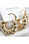 Croissant Model Thick Twist Gold Color 316L Steel Women's Hoop Earrings - 4