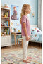 Girl's 100% Cotton Compact Combed Cotton Buttoned Crew Neck Pajama Set - 2