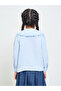 Girls Light Blue Peter Pan Collar Long Sleeve Shirt - 4