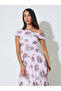 Pink Floral One Shoulder A-Line Midi Dress - 2