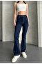 Women's Navy Blue High Waist Spanish Jean Pants Stretchable - 6