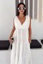 Women's V-Neck Layered Flounce Casual Maxi Dress - 5