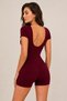 Short Sleeve Deep Back Cut-Out Body-Fitting Gathering Bodysuit Sports Yoga Leggings Jumpsuit - 2