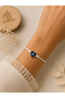 White String Navy Blue Heart Evil Eye Beaded Bracelet |   Handmade Adjustable Minimal Bohemian Unisex Bracelet - 2