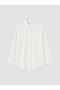 Özmarka New Season White Textured Oversize Women's Shirt - 5