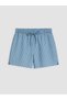 Özmarka New Season Blue Elastic Waist Striped Women's Jean Shorts - 5