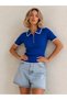 Women's Polo Collar Zipper Detailed Ribbed Knitwear Blouse - 3
