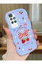 Redmi 10 2022 Compatible Case Camera Protector Blue Silicone Couple Phone Case Strawberry Pattern