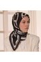 وشاح حريري من نسيج قطني منقوش باللون الأسود من Vismara - 4