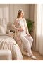 New Season Ecru Shawl Collar Patterned Lace Detailed Design Buttoned Short Sleeve Maternity Pajama Set 3-Piece Set
