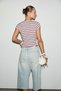 Maelis Women's Soft and Flexible Fabric Organic Cotton Round Neck Ecru Striped T-Shirt - 5