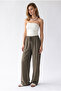2202 Women's Strawberry Draped Elastic Wide Leg Loose Trousers Brown - 3