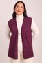 Women's Burgundy Knitwear Seasonal Vest with Openwork Detail - 3