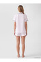 Lcw Dream Ecru Striped 100% Cotton Women's Shorts Pajama Set - 4
