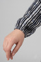 Women's Striped Patterned Crew Neck Lace-Up Woven Viscose Tunic - 3