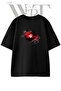 Blood Moon Design Printed Unisex Black Oversize T-Shirt