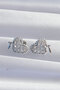 Brass Silver Color Bow Detail Heart Earrings with Pearls and Zircon Stone - 2