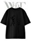 Motocross Father Son Design Printed Unisex Black Oversize T-Shirt