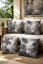Amazon Patterned 4-Piece Throw Pillow Cover Set in Gray Tones