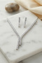 Square Zircon Stone Waterway Necklace and Earring Set - Ebj260725W44381
