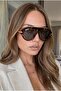 Barre Large Size Sunglasses Oversize Gold Metal Detailed Striped Top Modern Pilot Uv400 - 2