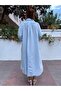 Italian Embossed Embroidered Long Dress Baby Blue - 6