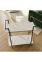 Multipurpose Serving Cart with Wheel, Riffed Handle and Metal Frame – Marble White - 4