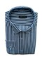 White Navy Blue Striped Regular Single Pocket Men's Shirt