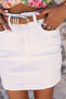 White Belted Denim Skirt - 4
