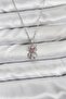 316L Steel Chain Silver Color Teddy Bear Model Zircon Stone Women's Necklace