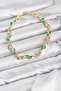 Brass Gold Color Pink Zircon Stone Flower Model Women's Bracelet