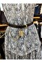 Women's Aci Brown Thin Belt with Accessories and Chain - 2