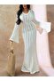 Patterned Long Cotton Openwork Beach Dress - 5