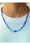 Natural Stone Sodalite Hematite Apatite Natural Stone Women's Necklace for Focus, Balance and Inspiration Euk54Sha