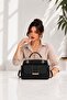 Women's Black Soft Textured Premium Shoulder and Crossbody Handbag – Large Volume Stylish Everyday Bag