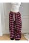 Plaid Patterned Lace-Up Relaxed Fit Wide-Leg Sweatpants / Pajama Bottoms - 3