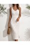 100% Cotton Leaf Pattern Long Knitwear Beach Dress with Elastic Waist