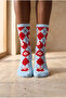Women's Floral Patterned Plaid Socks Blue - 2