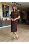 Women's Crew Neck Stripe Detailed Modal Midi Dress - 3