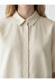 Xside Beige Oversize Linen Blend Women's Shirt - 3