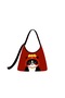Custom Printed Adjustable Strap Zippered Moon Shoulder Bag with Red Cat Pattern - 2