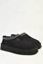 Women's Black Furry Slippers Qu-54395 - 2