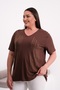 Women's V-Neck Viscose Blouse with Stone and Back Detail - 3